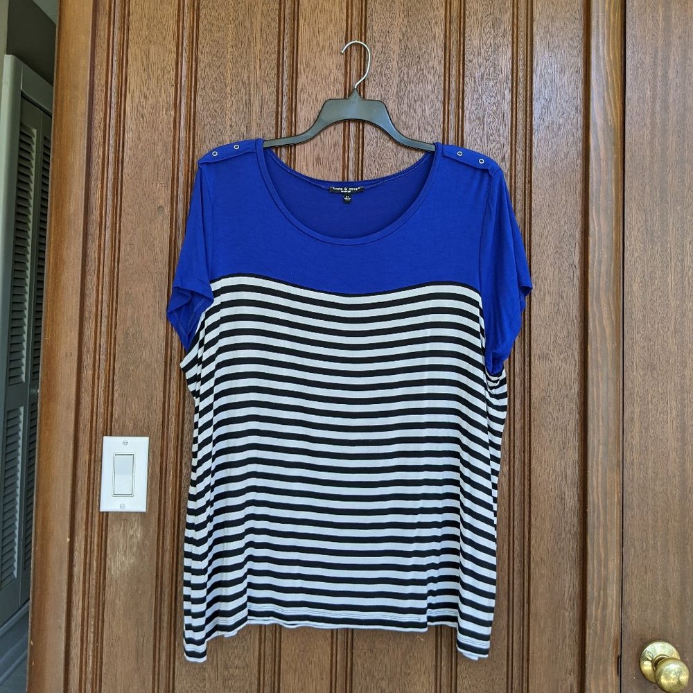Cobalt Blue & Striped Tee 3X